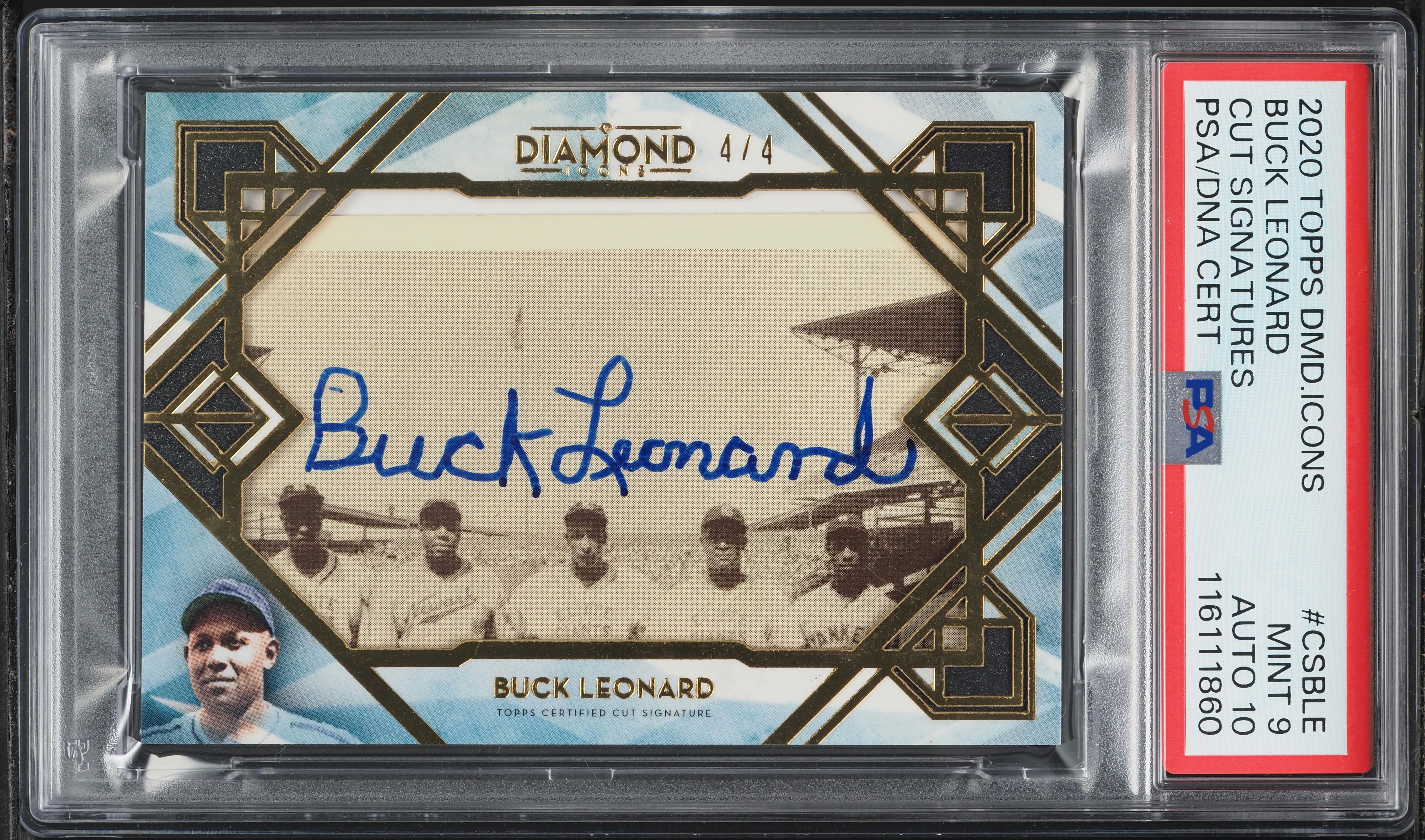 2020 Topps Diamond Icons Cut Signatures Buck Leonard AUTO DNA 10 4 