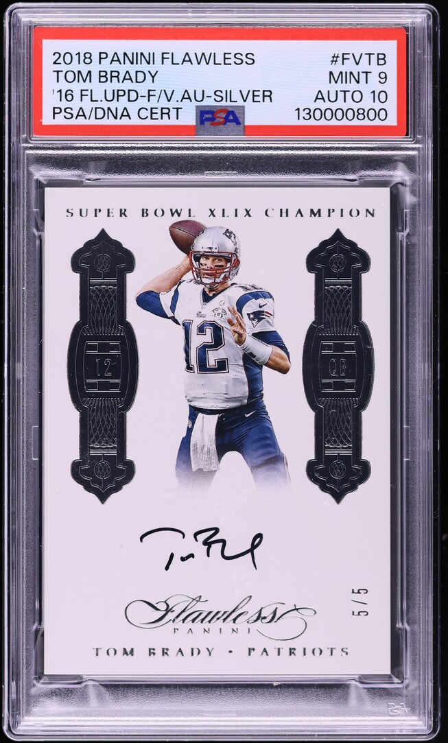 2018 Panini Flawless '16 Update Silver Tom Brady AUTO DNA 10 5/5 #FVTB PSA 9 MINT
