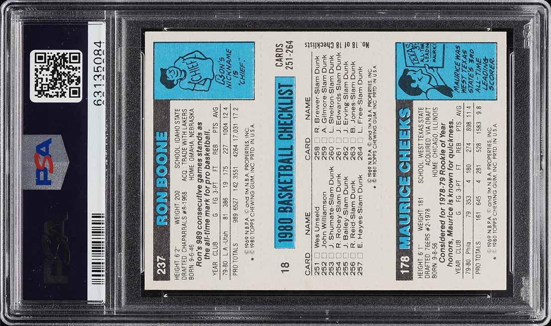 1980 Topps Basketball Maurice Cheeks Ron Boone Magic Johnson ROOKIE PSA 10 GEM MINT