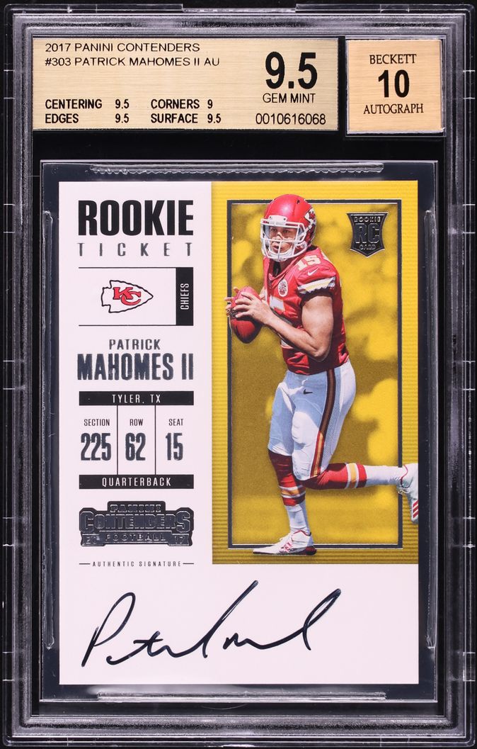 2017 Panini Contenders Patrick Mahomes II ROOKIE AUTO #303 BGS 9.5 GEM MINT