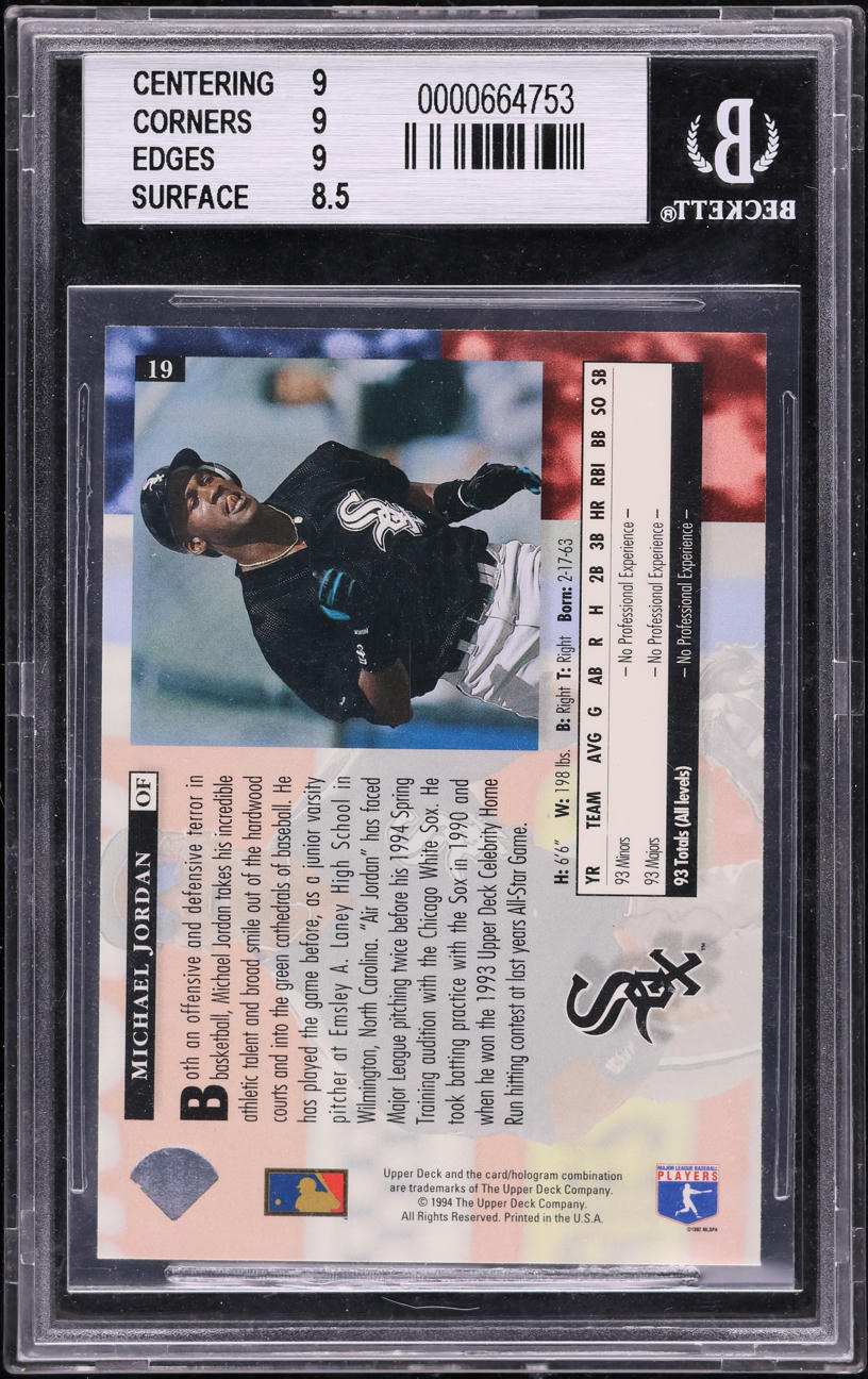 1994 Upper Deck Electric Diamond Michael Jordan ROOKIE #19 BGS 9 MINT
