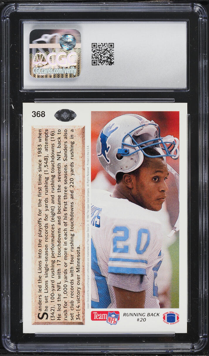 1992 Upper Deck Football Barry Sanders #368 CGC 10 GEM MINT