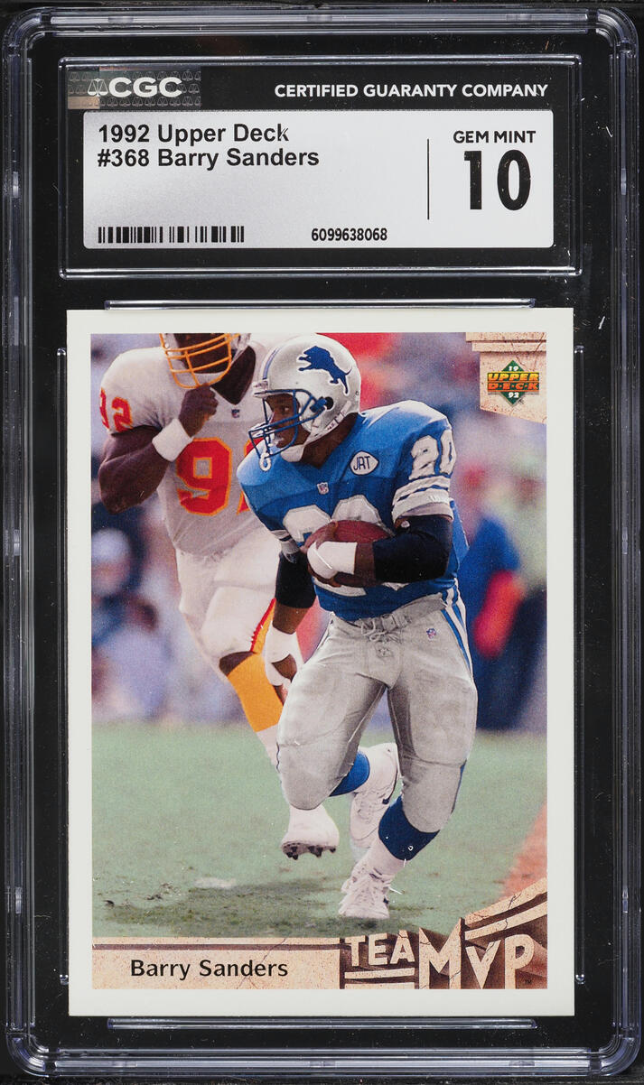 1992 Upper Deck Football Barry Sanders #368 CGC 10 GEM MINT