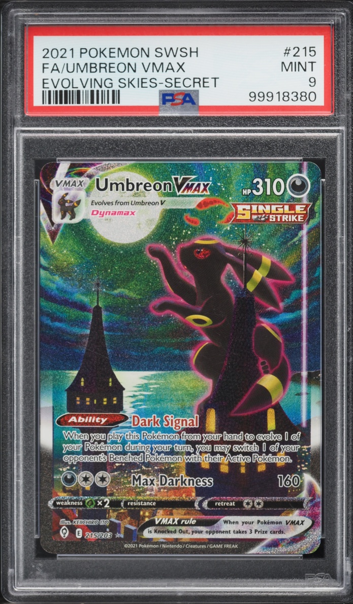 2021 Pokemon Sword & Shield Evolving Skies Alt Art Umbreon VMAX #215 PSA 9 MINT