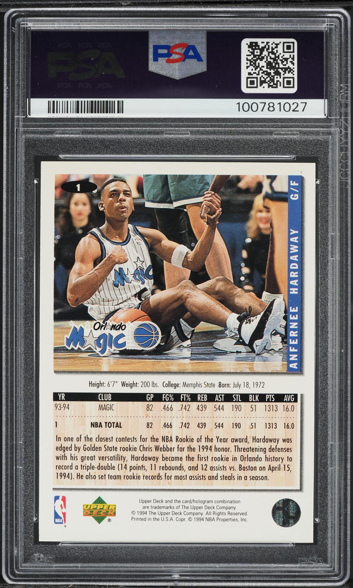 1994 Collector's Choice Anfernee Hardaway #1 PSA 9 MINT