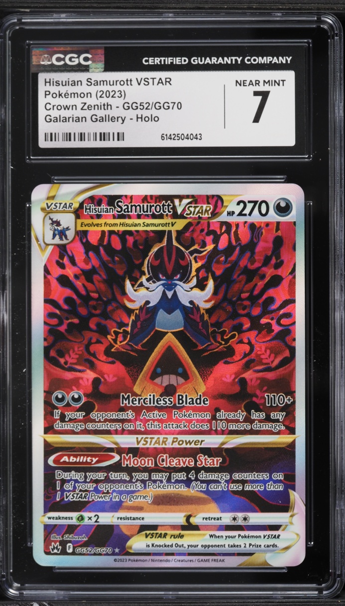 2023 Pokemon Sword & Shield Crown Zenith Full Art Hisuian Samurott VSTAR #GG52 CGC 7 NRMT