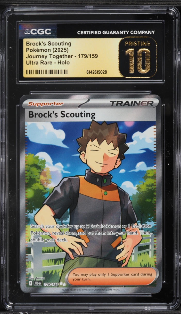 2025 Pokemon Scarlet & Violet Journey Together Full Art Brock's Scouting #179 CGC 10 PRISTINE