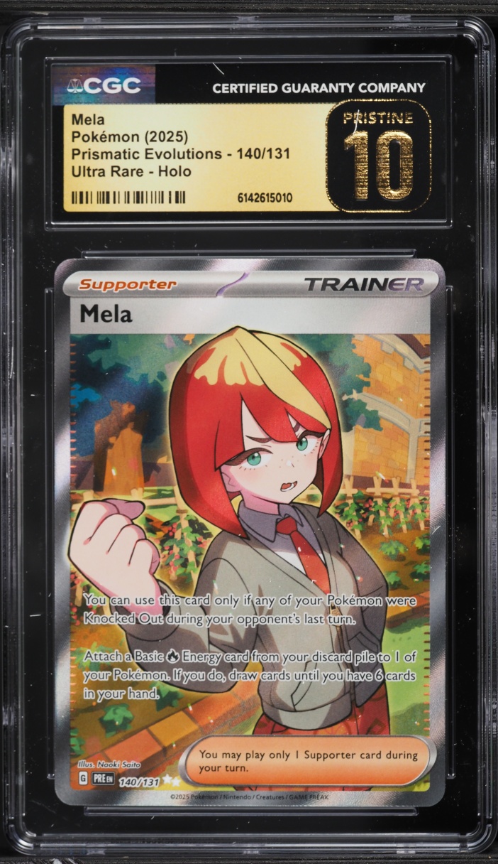 2025 Pokemon Scarlet & Violet Prismatic Evolutions Full Art Mela #140 CGC 10 PRISTINE