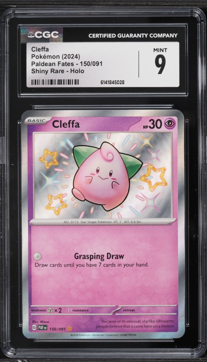 2024 Pokemon Scarlet & Violet Paldean Fates Holo Shiny Cleffa #150 CGC 9 MINT