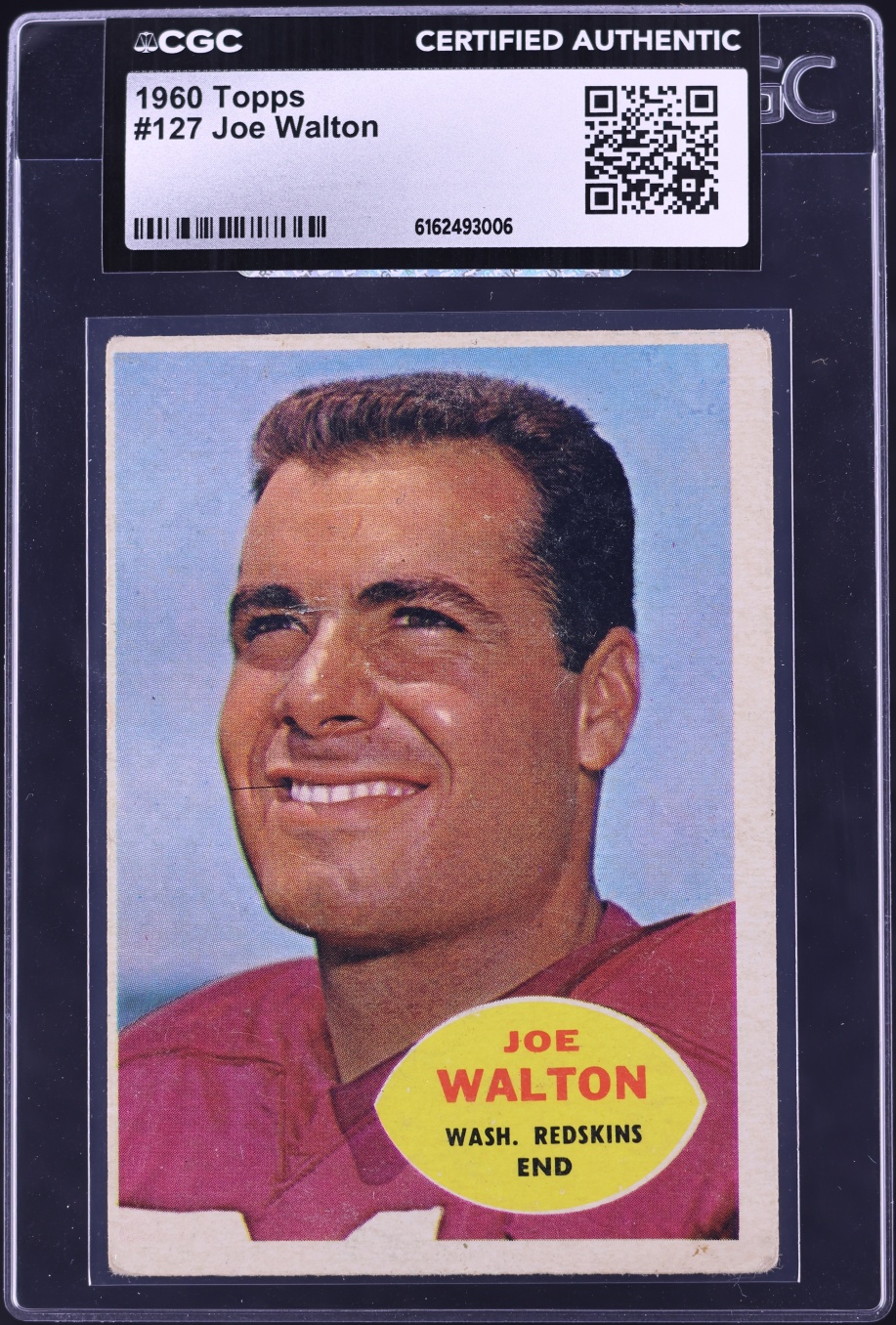 1960 Topps Football Joe Walton #127 CGC AUTH