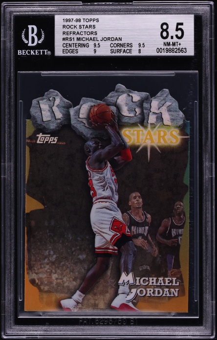 1997 Topps Rock Stars Refractor Die-Cut Michael Jordan #RS1 BGS 8.5 NM-MT+