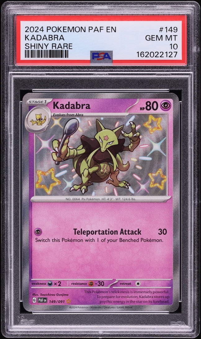 2024 Pokemon Scarlet & Violet Paldean Fates Shiny Rare Kadabra #149 PSA 10 GEM MINT