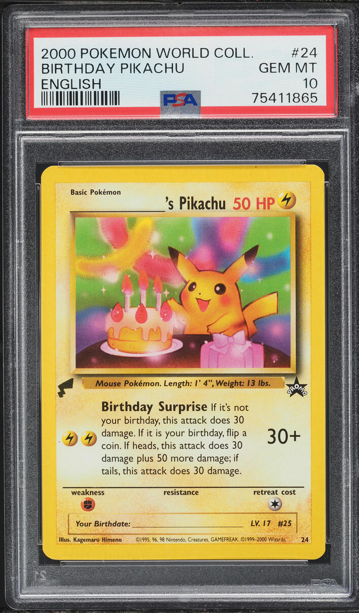 2000 Pokemon World Collection Birthday Pikachu #24 PSA 10 GEM MINT