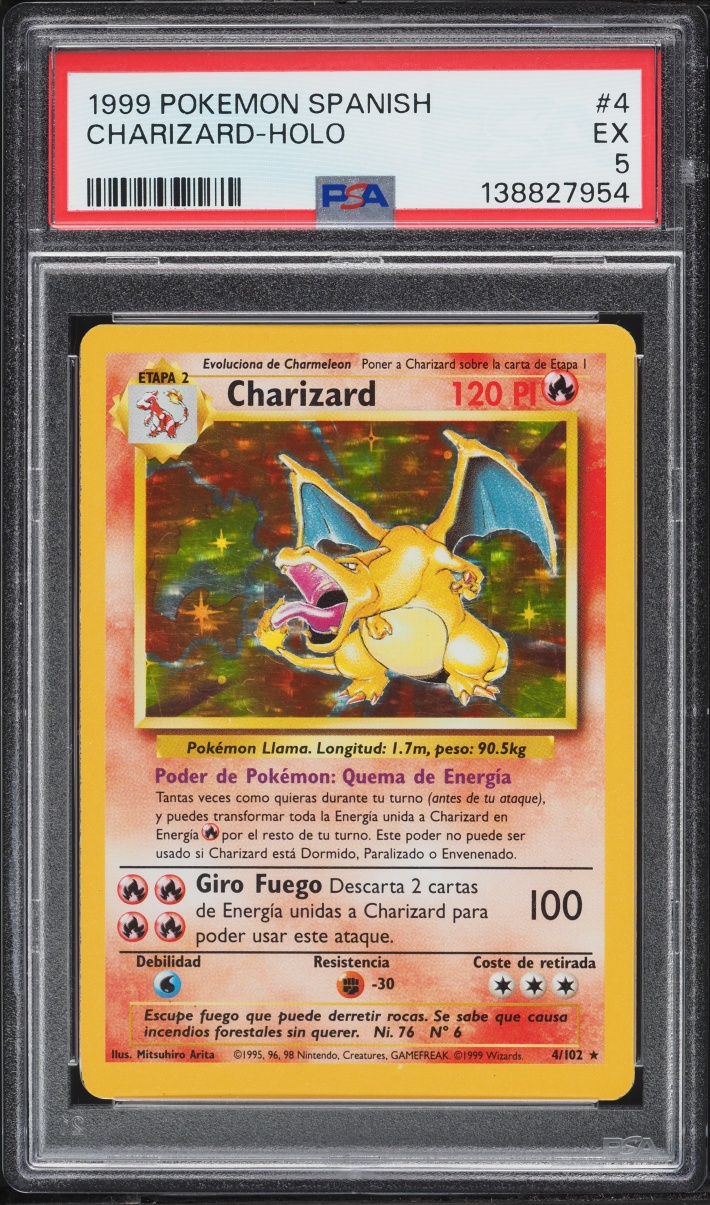 1999 Pokemon Spanish Base Set Holo Charizard #4 PSA 5 EX