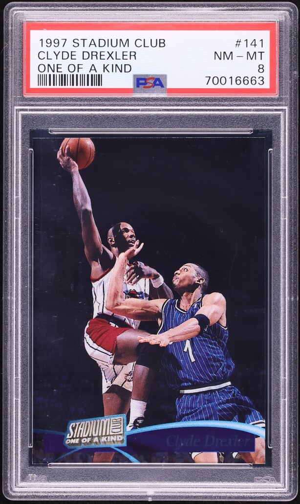 1997 Stadium Club One Of A Kind Clyde Drexler /150 #141 PSA 8 NM-MT