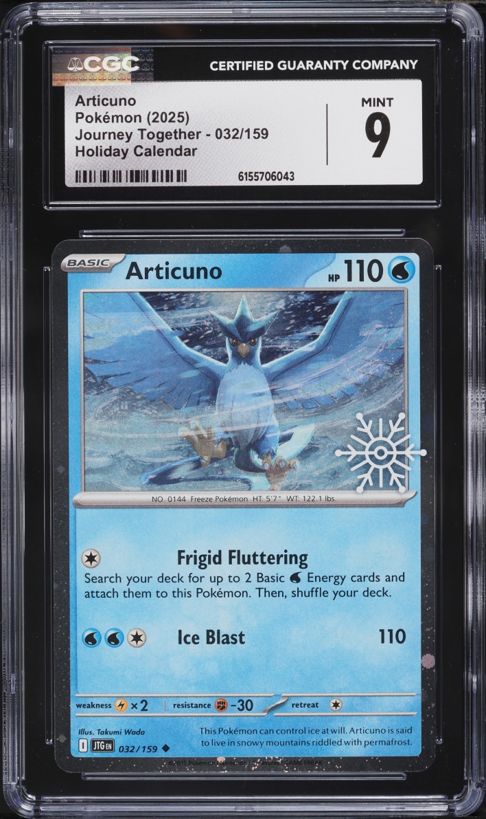 2025 Pokemon Scarlet & Violet Journey Together Holiday Calendar Articuno #32 CGC 9 MINT