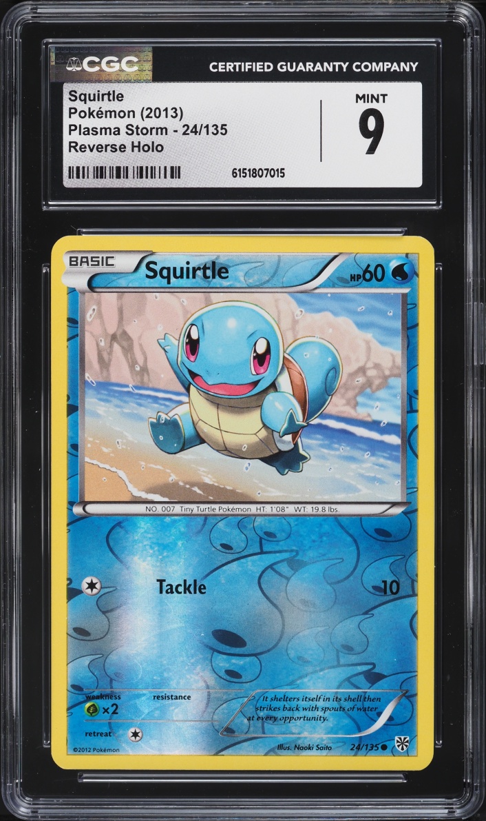 2013 Pokemon Black & White Plasma Storm Reverse Holo Squirtle #24 CGC 9 MINT
