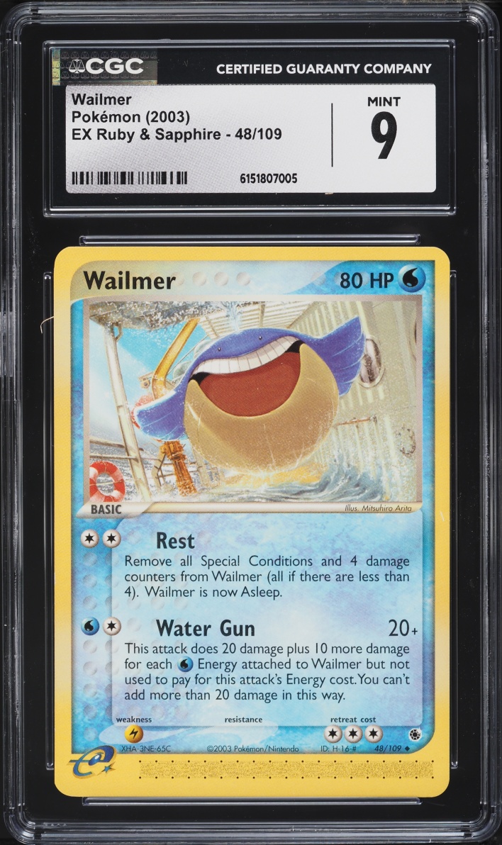 2003 Pokemon EX Ruby & Sapphire Wailmer #48 CGC 9 MINT