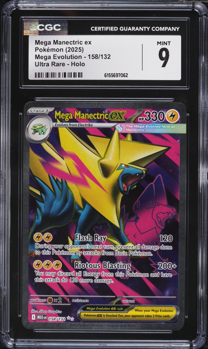 2025 Pokemon Mega Evolution Full Art Mega Manectric ex #158 CGC 9 MINT