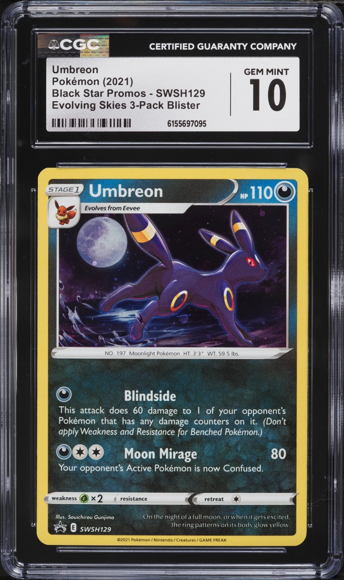 2021 Pokemon Sword & Shield Black Star Promo Evolving Skies Umbreon #SWSH129 CGC 10 GEM MINT