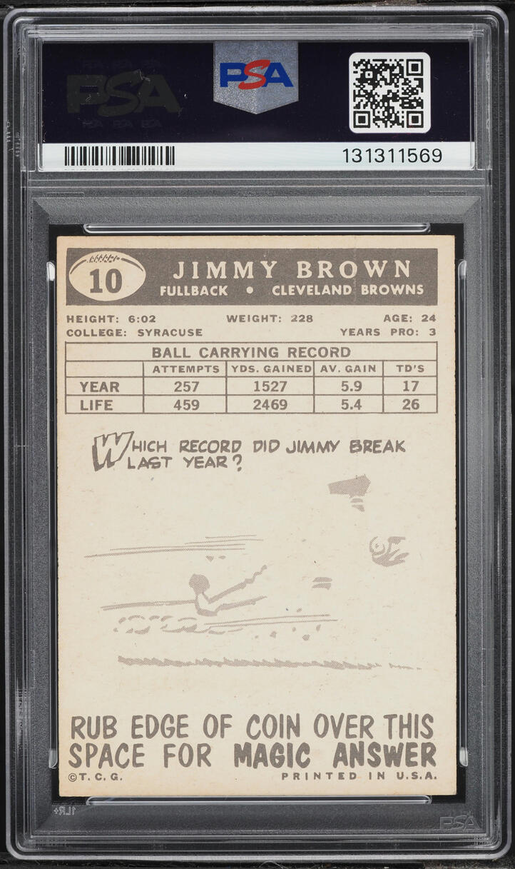 1959 Topps Football Jim Brown #10 PSA 4 VGEX