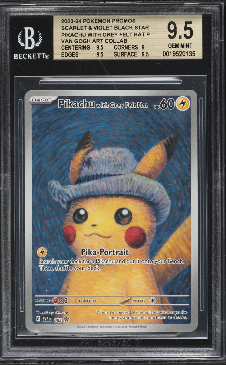 2023 Pokemon Scarlet & Violet Promo Van Gogh Pikachu With Grey Felt Hat #85 BGS 9.5 GEM MINT