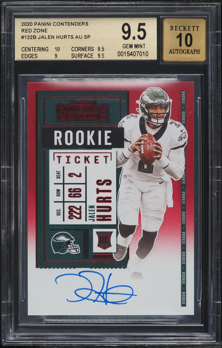 2020 Panini Contenders Red Zone Jalen Hurts ROOKIE AUTO #122 BGS 9.5 GEM MINT