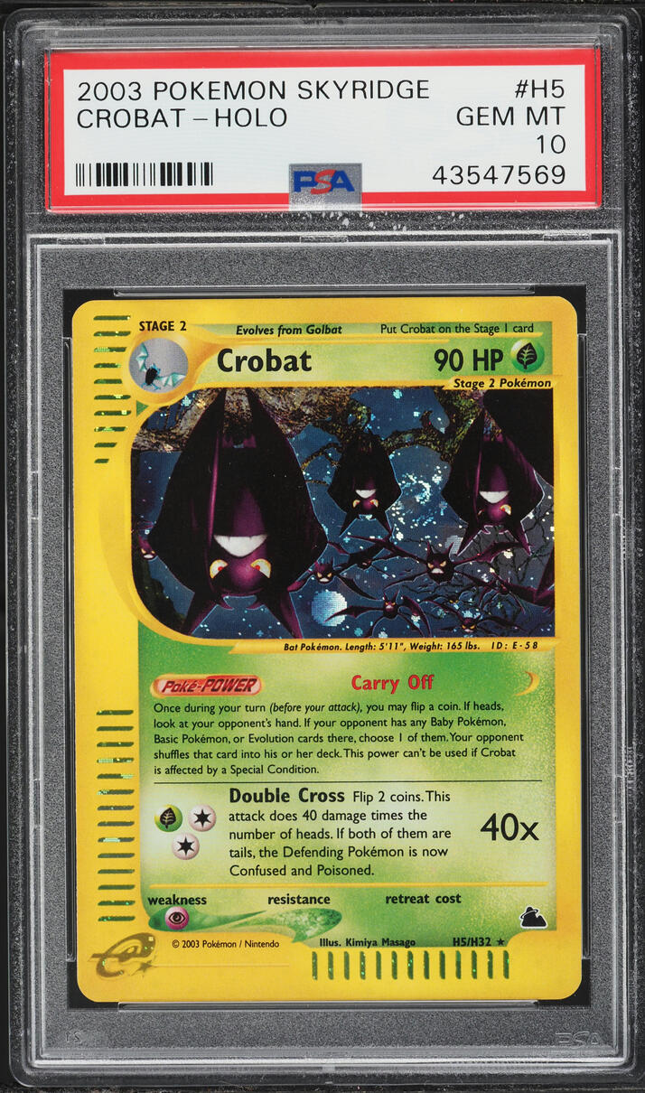 2003 Pokemon Skyridge Holo Crobat #H5 PSA 10 GEM MINT