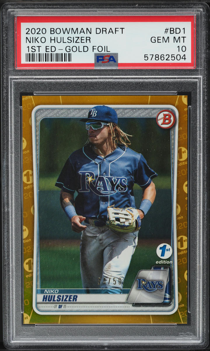 2020 Bowman Draft 1st Edition Gold Foil Niko Hulsizer PROSPECT /50 #BD-1 PSA 10 GEM MINT