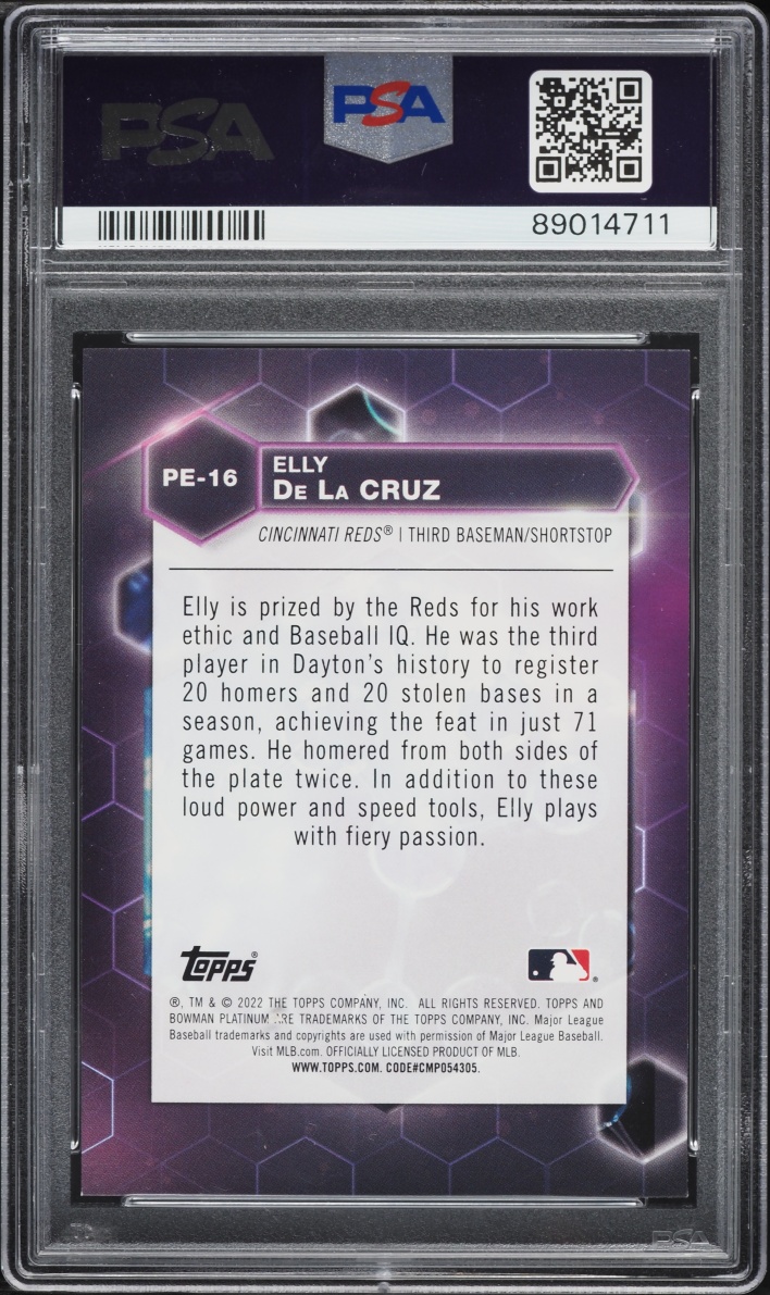 2022 Bowman Platinum Precious Elements Elly De La Cruz PROSPECT #PE-16 PSA 9 MINT - Photo 2