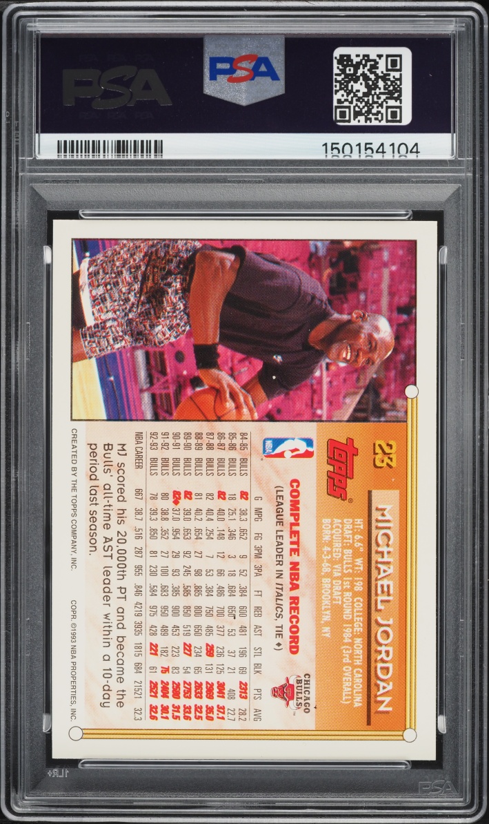 1993 Topps Basketball Michael Jordan #23 PSA 10 GEM MINT - Photo 2