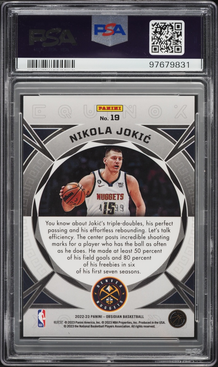 2022 Panini Obsidian Equinox Nikola Jokic /99 #19 PSA 9 MINT - Photo 2