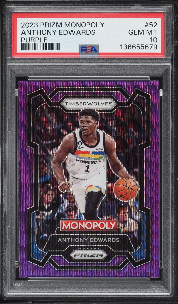 2023 Panini Prizm Monopoly Purple Anthony Edwards #52 PSA 10 GEM MINT - Photo 1