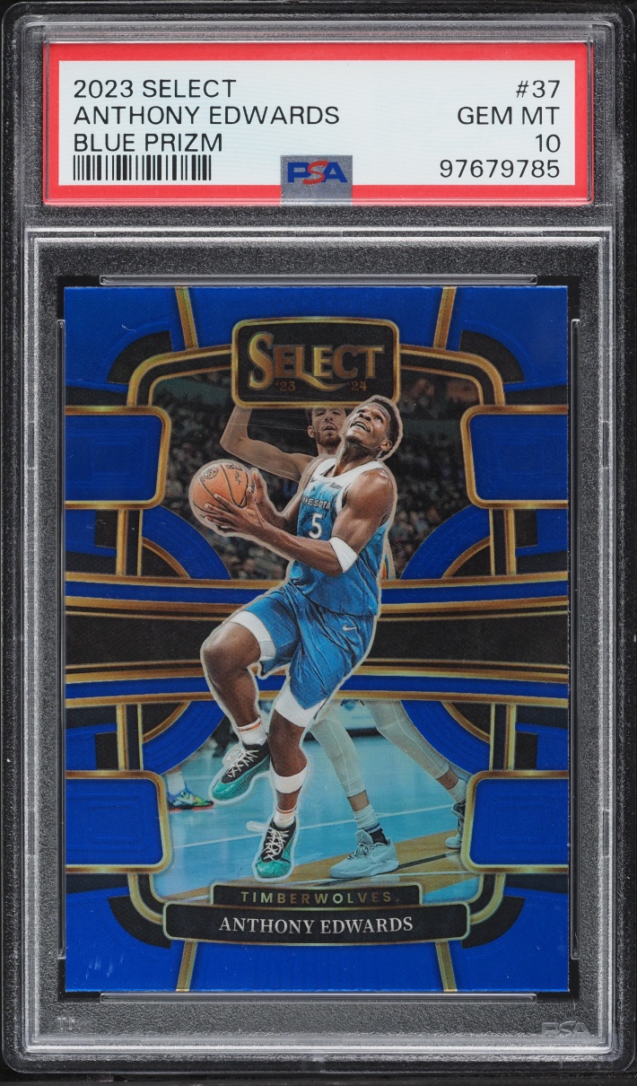 2023 Select Concourse Blue Prizm Anthony Edwards #37 PSA 10 GEM MINT - Photo 1