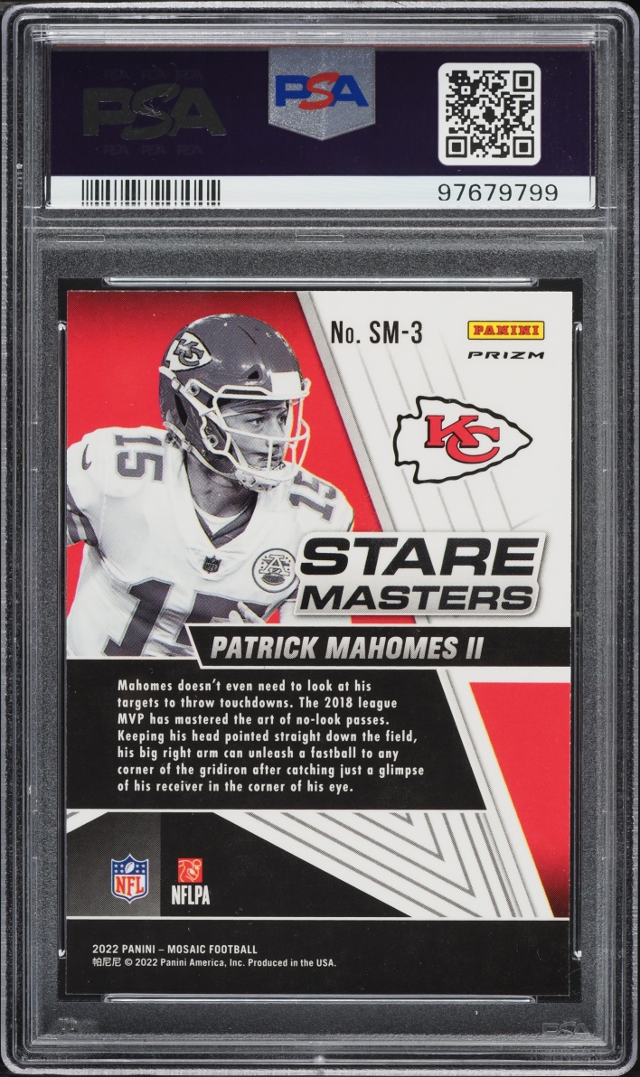 2022 Panini Mosaic Stare Masters Silver Patrick Mahomes II #SM-3 PSA 10 GEM MINT - Photo 2