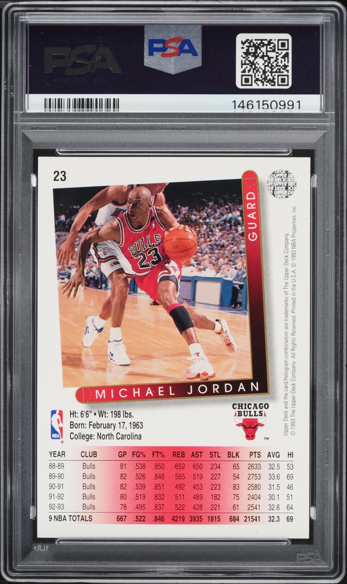 1993 Upper Deck Basketball Michael Jordan #23 PSA 10 GEM MINT - Photo 2