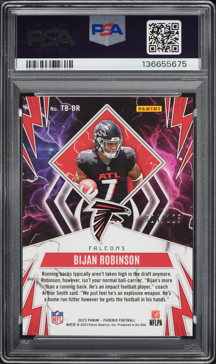2023 Panini Phoenix Thunderbirds Teal Bijan Robinson ROOKIE /125 #TB-BR PSA 10 GEM MINT - Photo 2