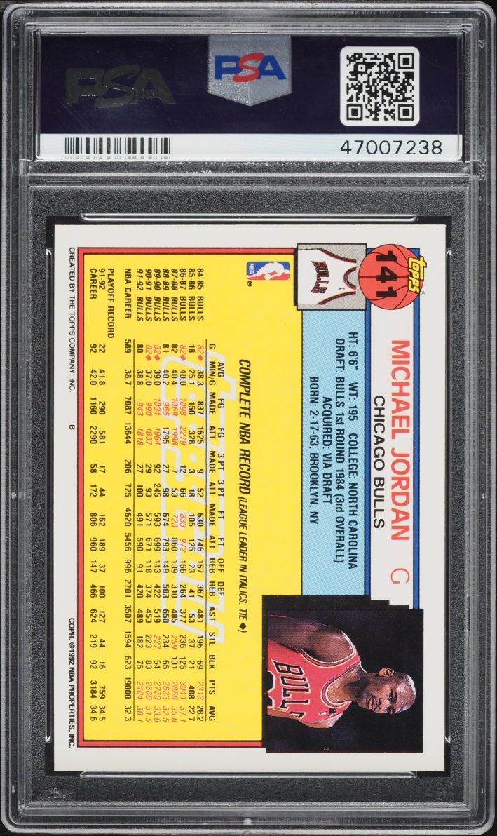 1992 Topps Gold Michael Jordan #141 PSA 10 GEM MINT - Photo 2