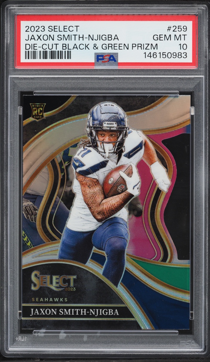 2023 Select Club Level Black Green Prizm Die-Cut Jaxon Smith-Njigba ROOKIE #259 PSA 10 GEM MINT - Photo 1