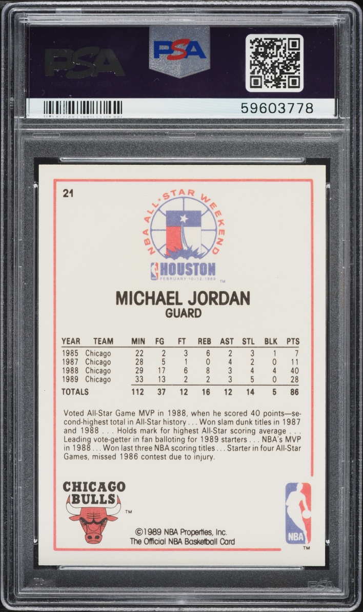 1989 Hoops Michael Jordan ALL-STAR #21 PSA 10 GEM MINT - Photo 2