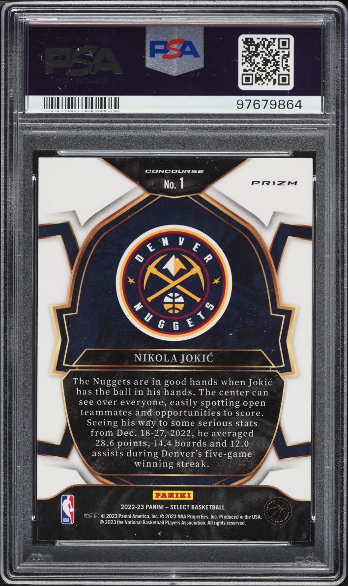 2022 Select Concourse Silver Nikola Jokic #1 PSA 10 GEM MINT - Photo 2