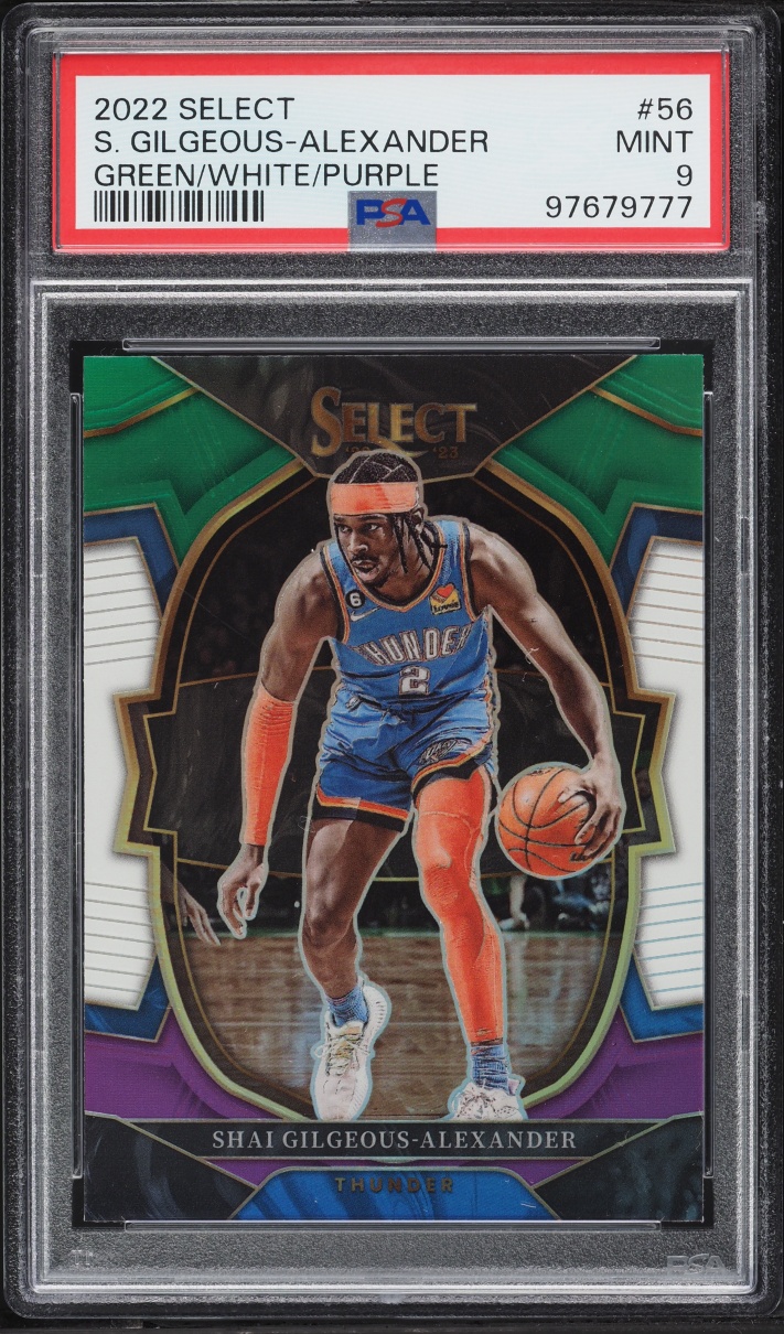 2022 Select Concourse Green White Purple Prizm Shai Gilgeous-Alexander #56 PSA 9 MINT - Photo 1