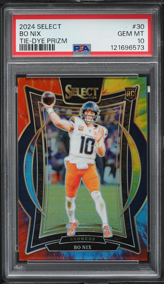 2024 Select Concourse Tie-Dye Prizm Bo Nix ROOKIE 25/25 #30 PSA 10 GEM MINT