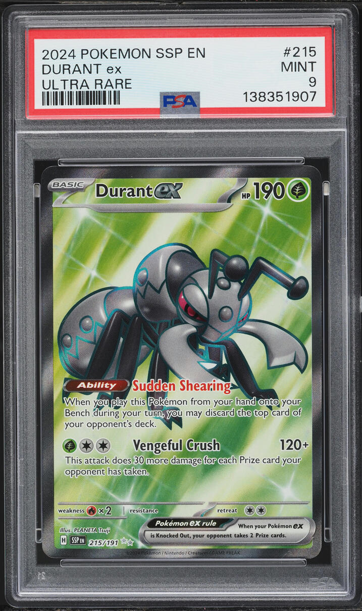 2024 Pokemon Scarlet & Violet Surging Sparks Full Art Durant ex #215 PSA 9 MINT