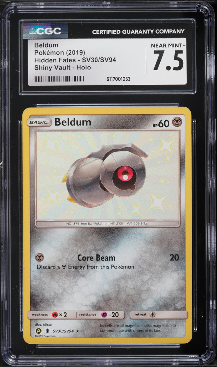 2019 Pokemon Sun & Moon Hidden Fates Vault Shiny Beldum #SV30 CGC 7.5 NRMT+