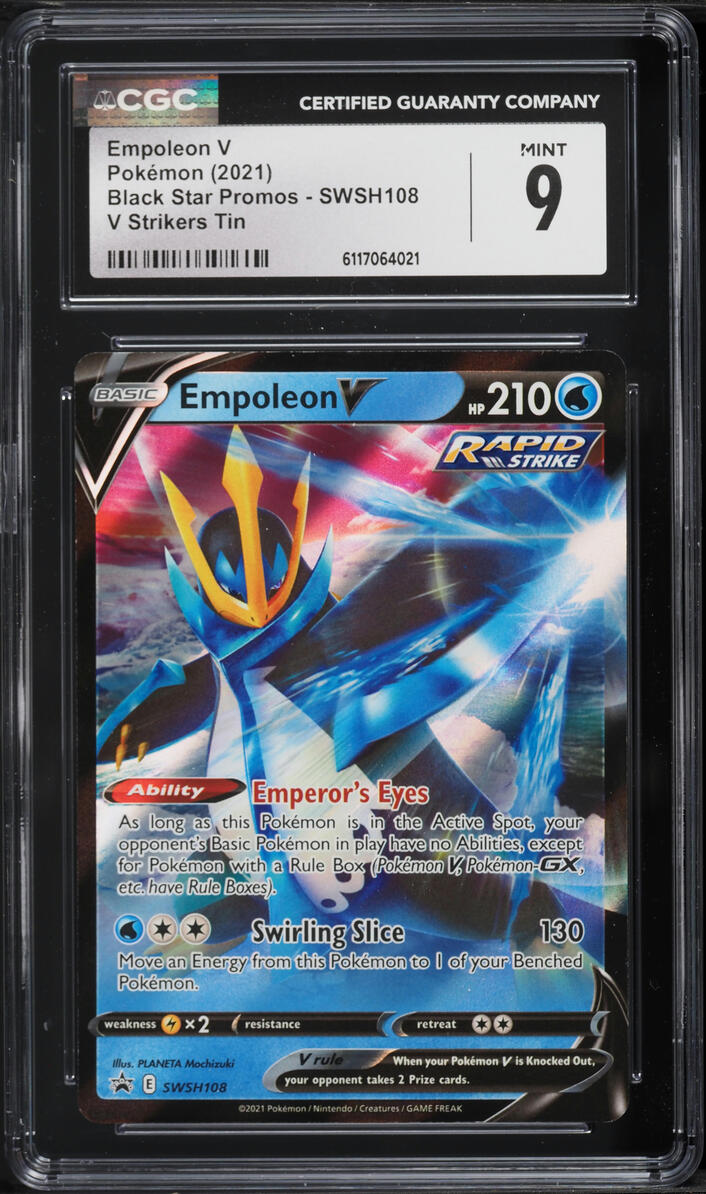 2021 Pokemon Sword & Shield Promos V Strikers Tin Empoleon V #SWSH108 CGC 9 MINT