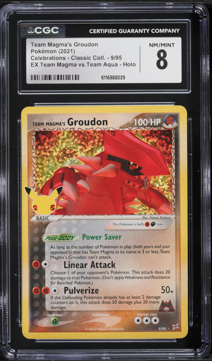 2021 Pokemon Sword & Shield Celebrations Holo Team Magma's Groudon #9 CGC 8 NM-MT