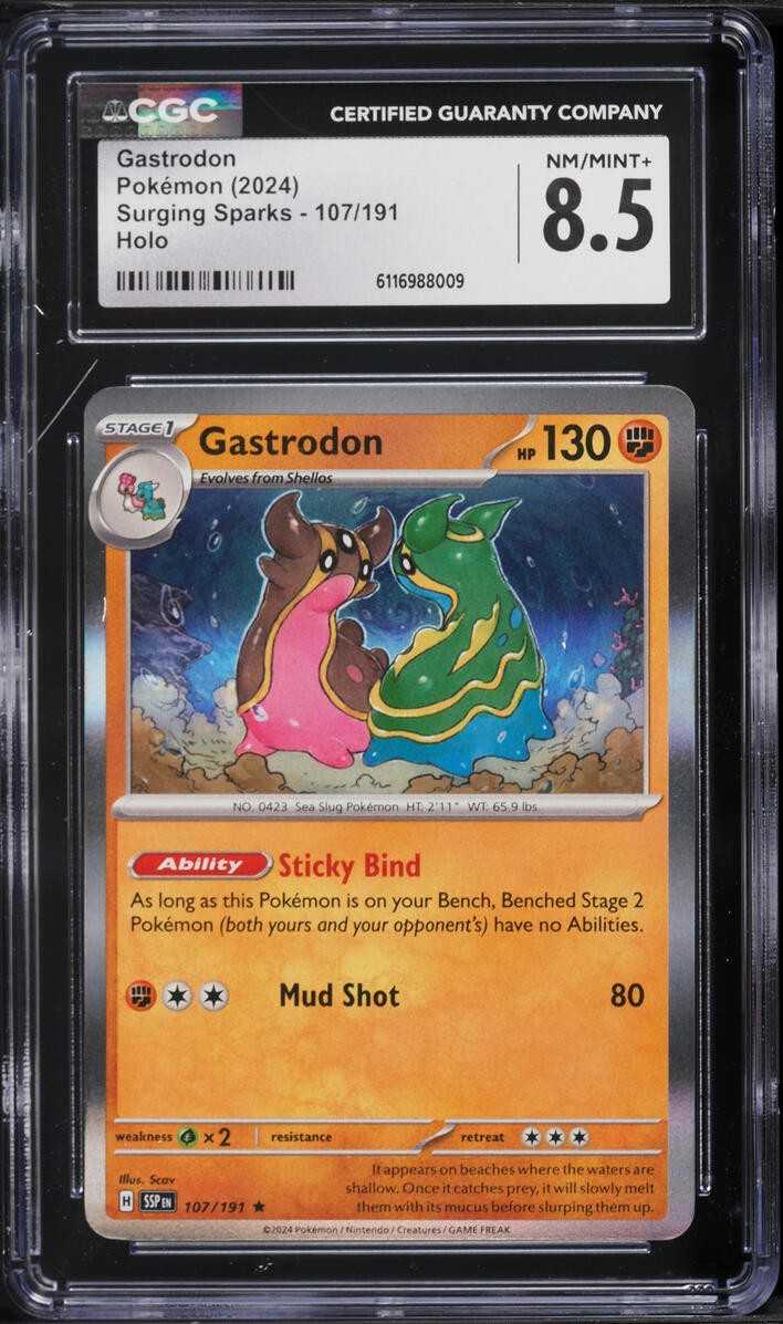 2024 Pokemon Scarlet & Violet Surging Sparks Holo Gastrodon #107 CGC 8.5 NM-MT+