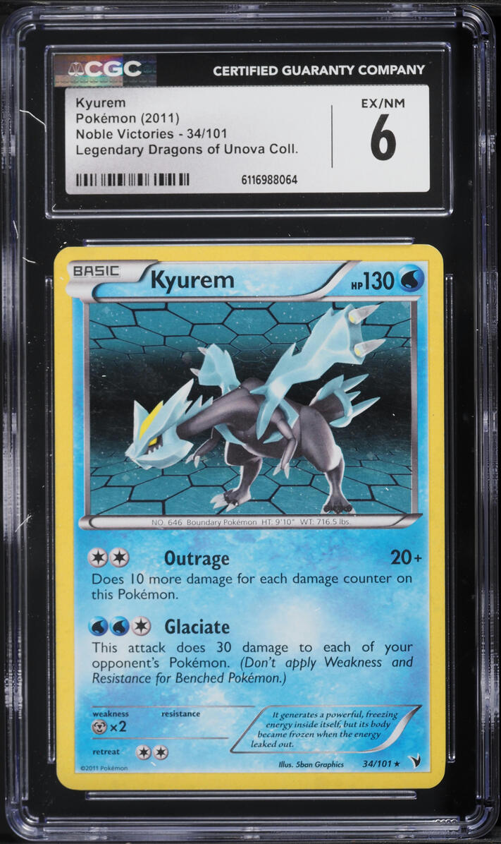 2011 Pokemon BW Noble Victories Legendary Dragons Of Unova Collection Kyurem #34 CGC 6 EXMT
