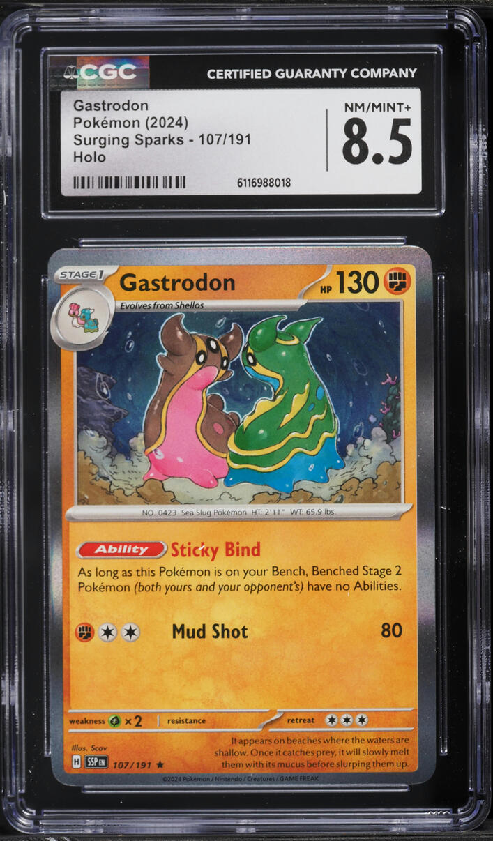 2024 Pokemon Scarlet & Violet Surging Sparks Holo Gastrodon #107 CGC 8.5 NM-MT+